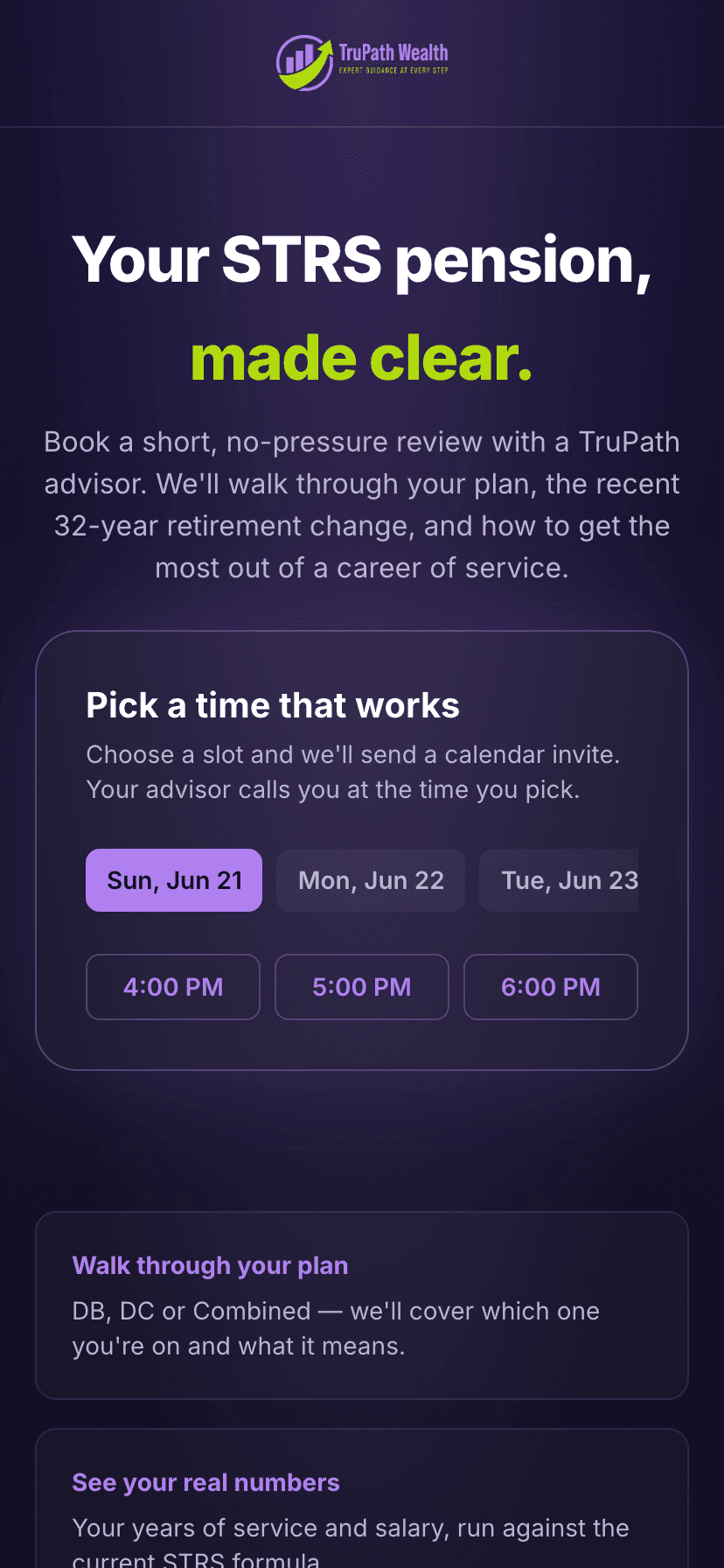 TruPath booking app on a phone screen